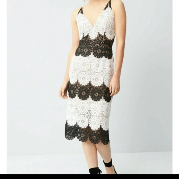 Dress the Population beautiful black and white lace dress size medium! - Picture 1 of 8